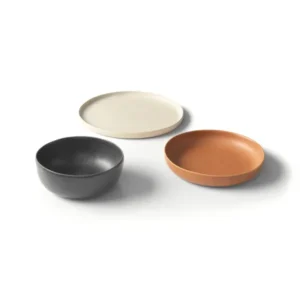 12 Piece Dinner Set, Ivory Charcoal & Terracotta